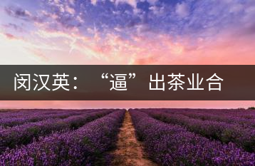 閔漢英：“逼”出茶業(yè)合作社，帶領(lǐng)村民走上致富路