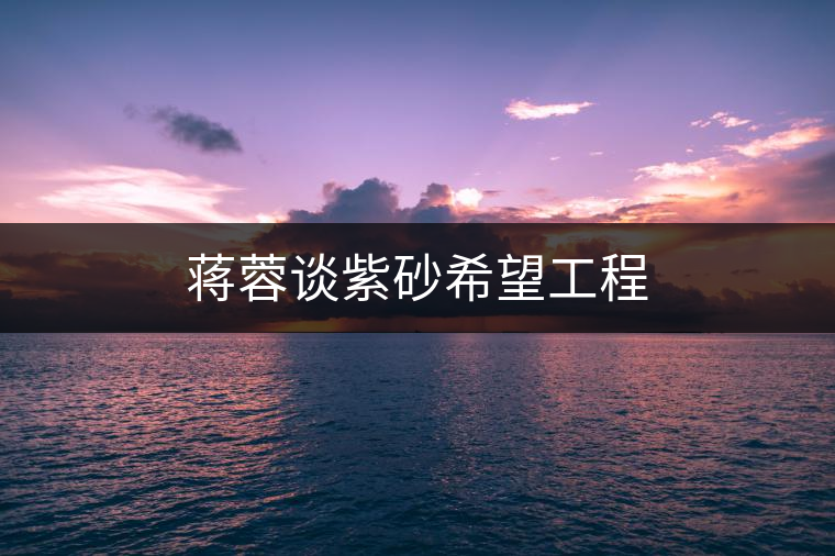 蔣蓉談紫砂希望工程 蔣蓉談紫砂希望工程