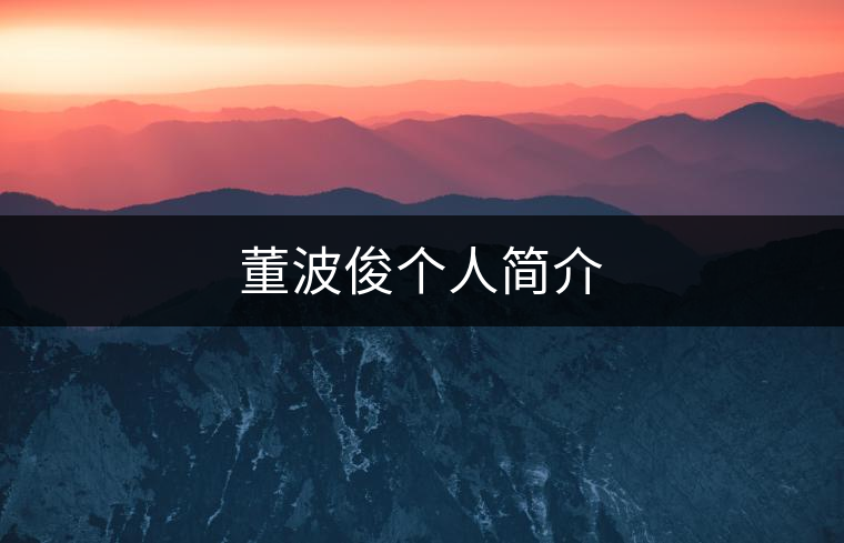 董波俊個(gè)人簡(jiǎn)介 董波俊個(gè)人簡(jiǎn)介