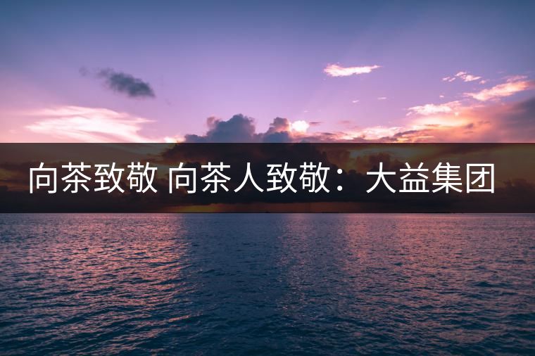 向茶致敬 向茶人致敬：大益集團吳遠之先生