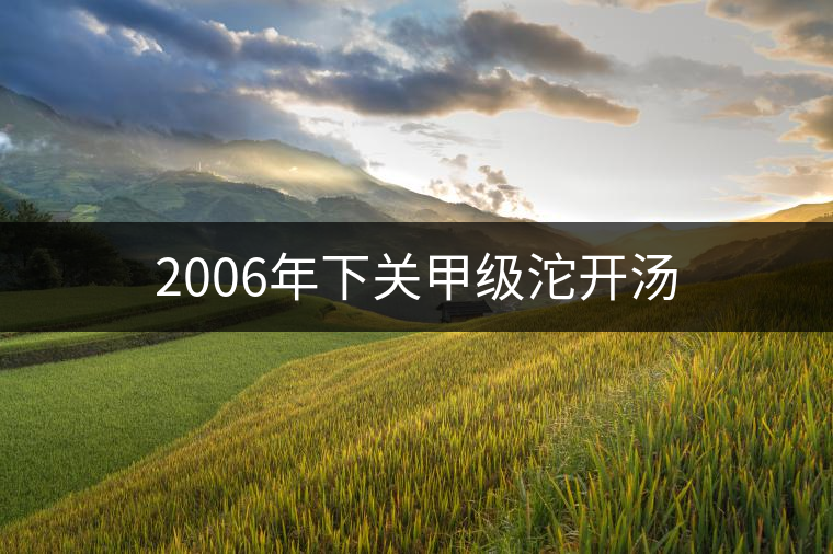 2006年下關(guān)甲級(jí)沱開湯 2006年下關(guān)甲級(jí)沱開湯
