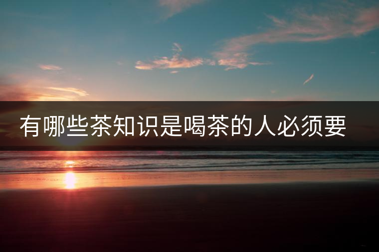 有哪些茶知識是喝茶的人必須要懂的？