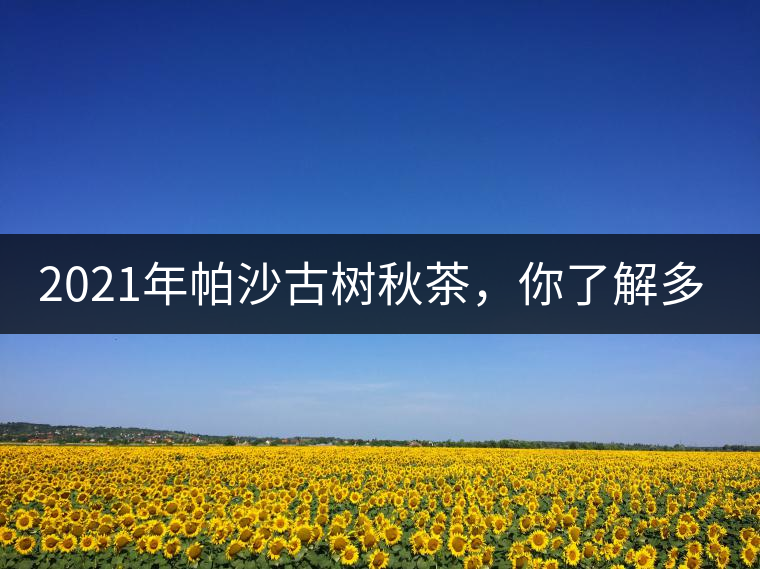 2021年帕沙古樹秋茶，你了解多少？